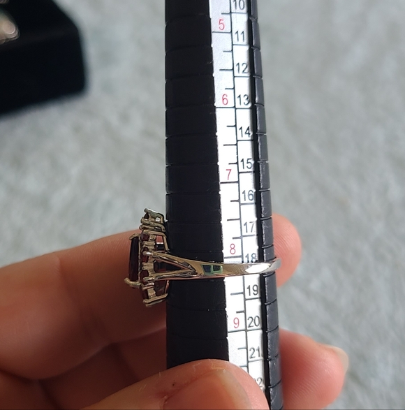 Red Garnet Cluster Ring In Sterling Silver - Picture 7 of 7